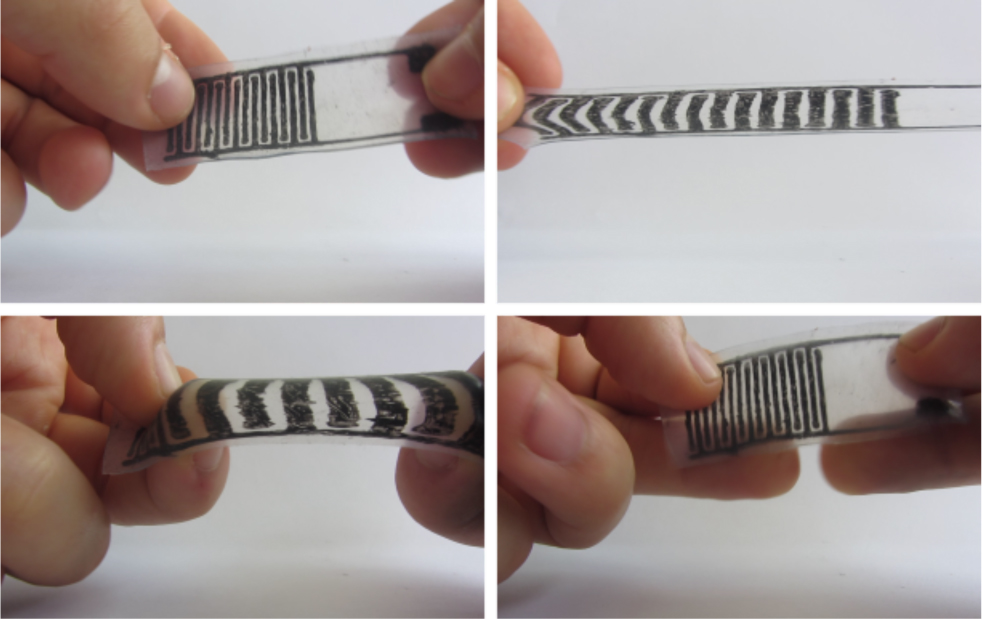 Figure 5 Demonstration of mechanical properties of elastic electroadhesive foil