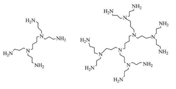 Figure 1 NS1 [1] and NS1 [2] polypropylenimineoctaamin dendrimer