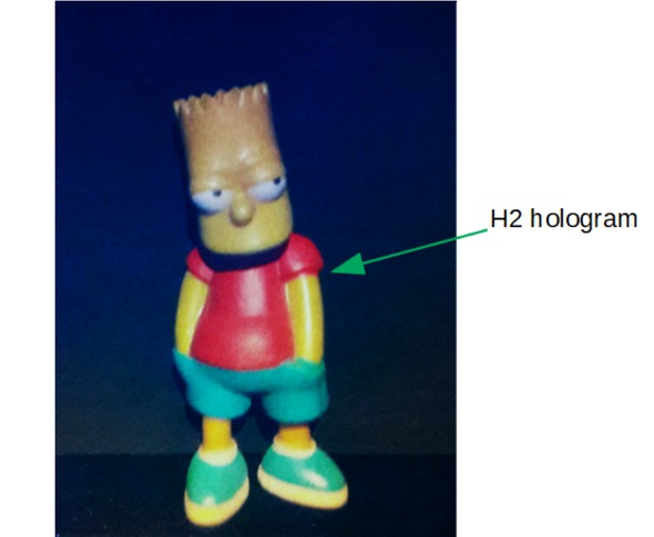 Figure 7 Full-color reflection H2 hologram under RGB LED illumination