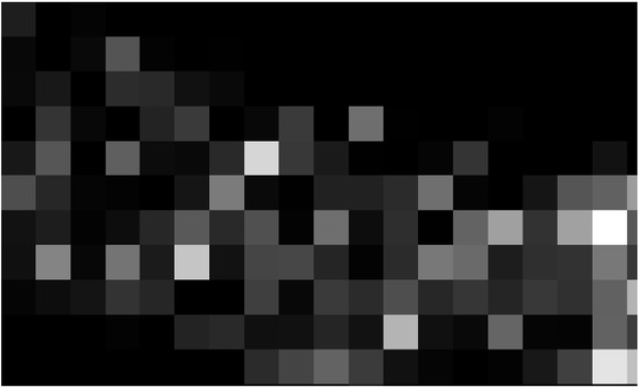 Figure 8 Results: The brighter a square is the higher the concentration is. The edge of the square is 70 pixels long.