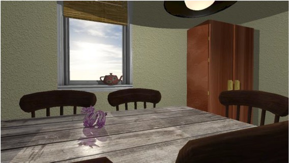 Figure 9 Image of the third test scene – Dining Room. There are two light sources in this scene
