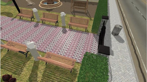 Figure 10 Image of the fourth test scene – Backyard. An example of ray tracing generating detailed shadows for complicated objects