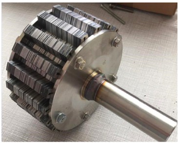 Figure 3 Laminated rotor made of FeSi magnetic sheets insulated by they natural oxidation.