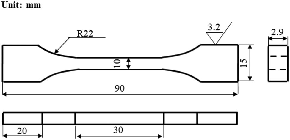 Figure 6
Schematic diagram of the tensile samples.
