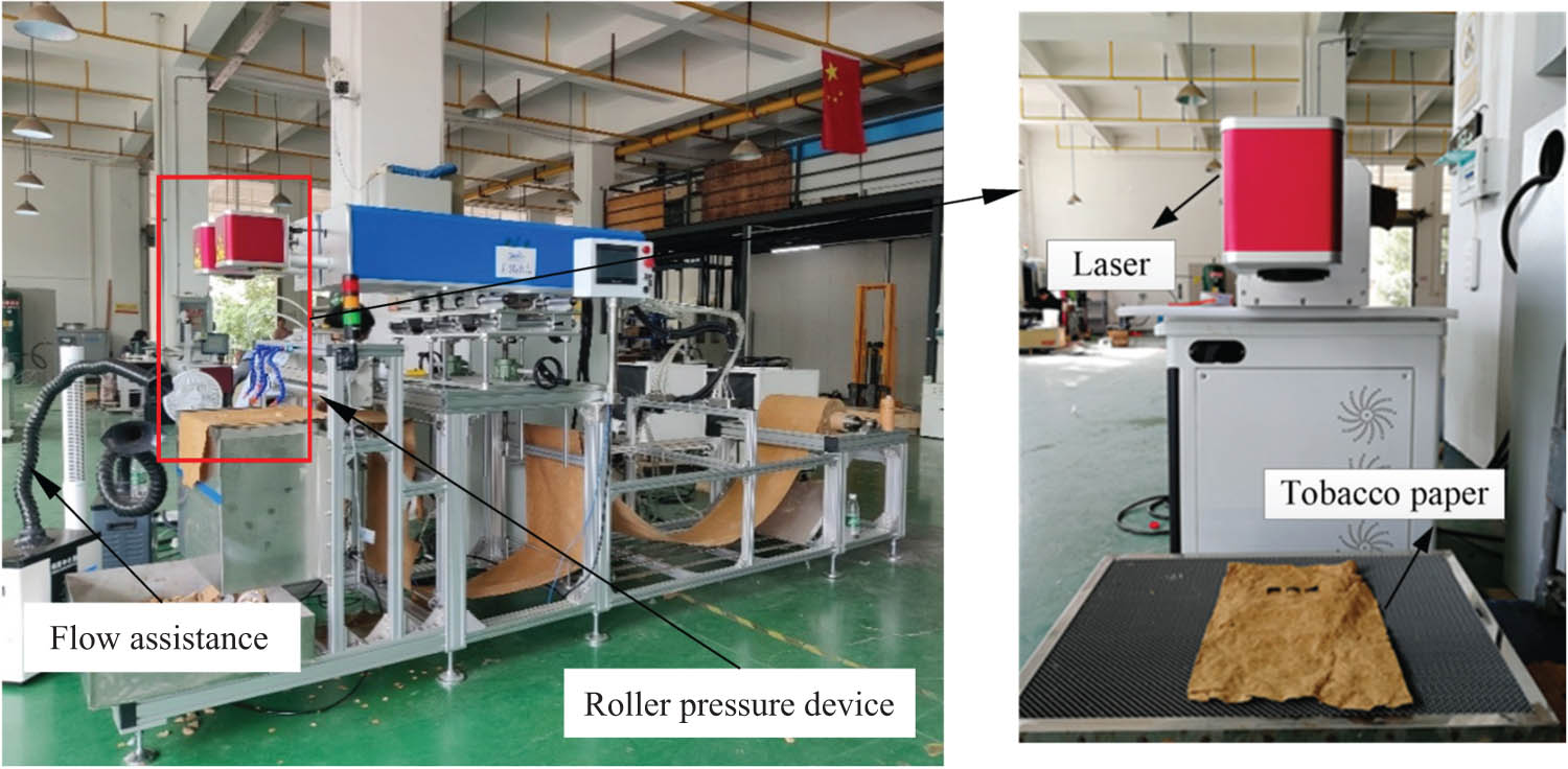 Figure 2
Scene diagram of laser cutting tobacco experiment.