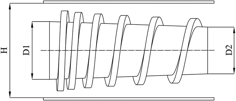Figure 10 
                  Engineering drawing of variable depth variable pitch screw.
               