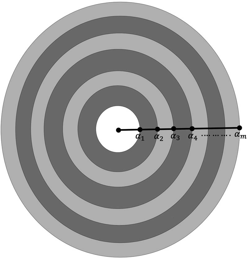 Figure 1
Multilayered heterogeneous circular cylinder.