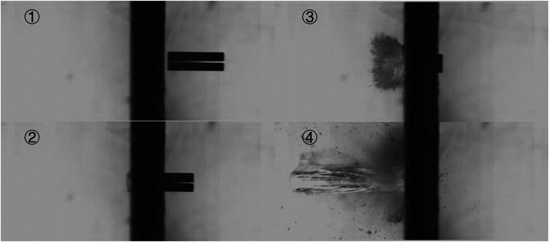 Figure 29 
                        Cylindrical bullet impact diagram of the N-8/3D composite structure.
                     