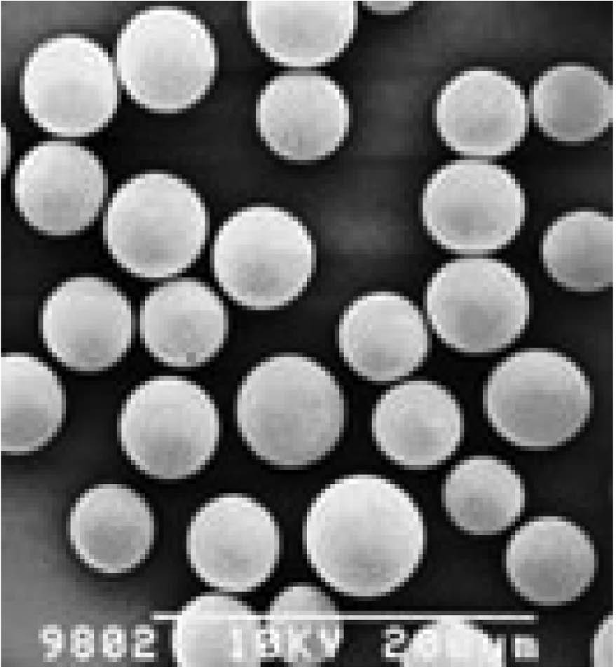 Figure 10: SEM image of cellulose beads in microscale, reprinted with permission from Ref. [2]. Copyright (2012) Elsevier.
