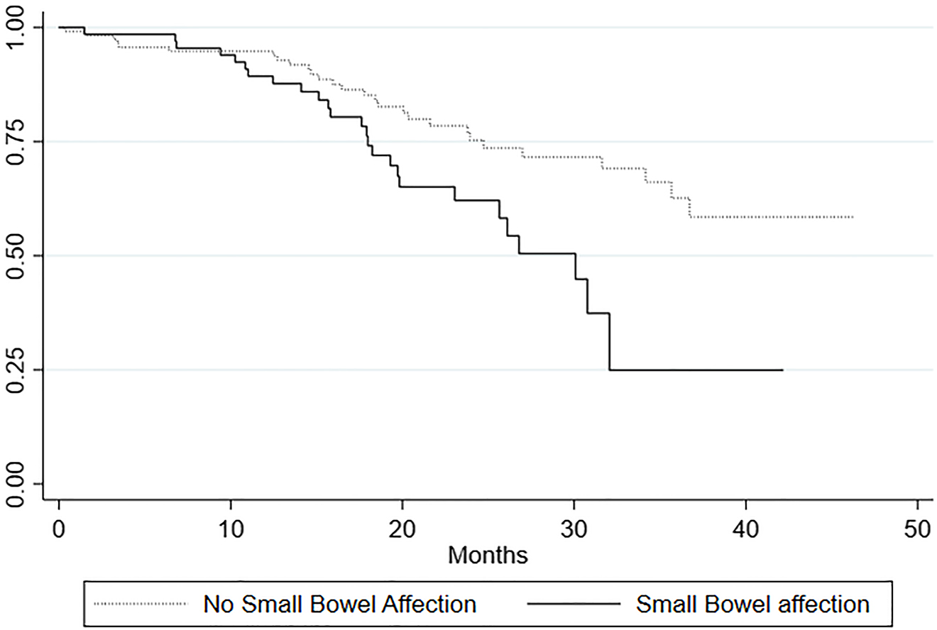 Figure 2:
Survival by small bowel affection.