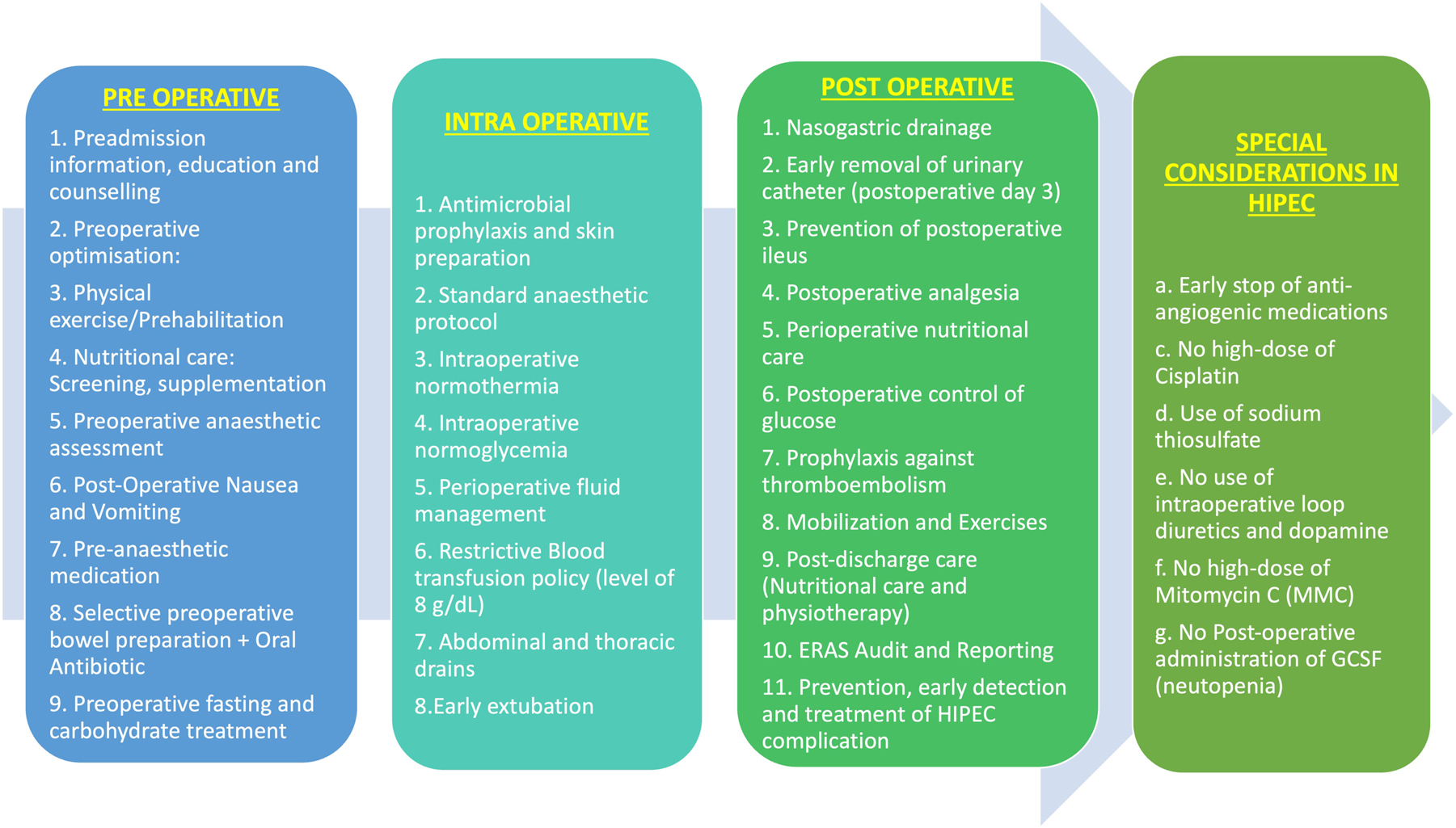 Figure 1: 
Components of ERAS for CRS and HIPEC.
