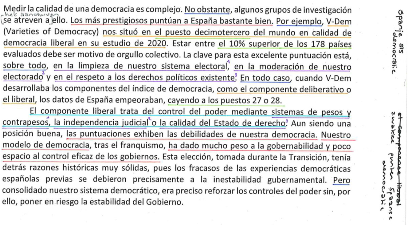 Figure 4: 
Highlighting ST keywords, phrases, and sentences in the pre-writing phase.
