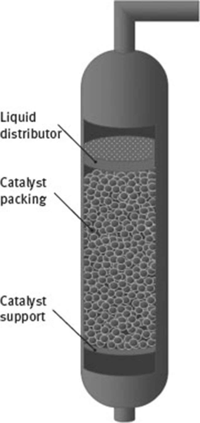 Fig. 19 Schematic diagram of a trickle bed reactor.