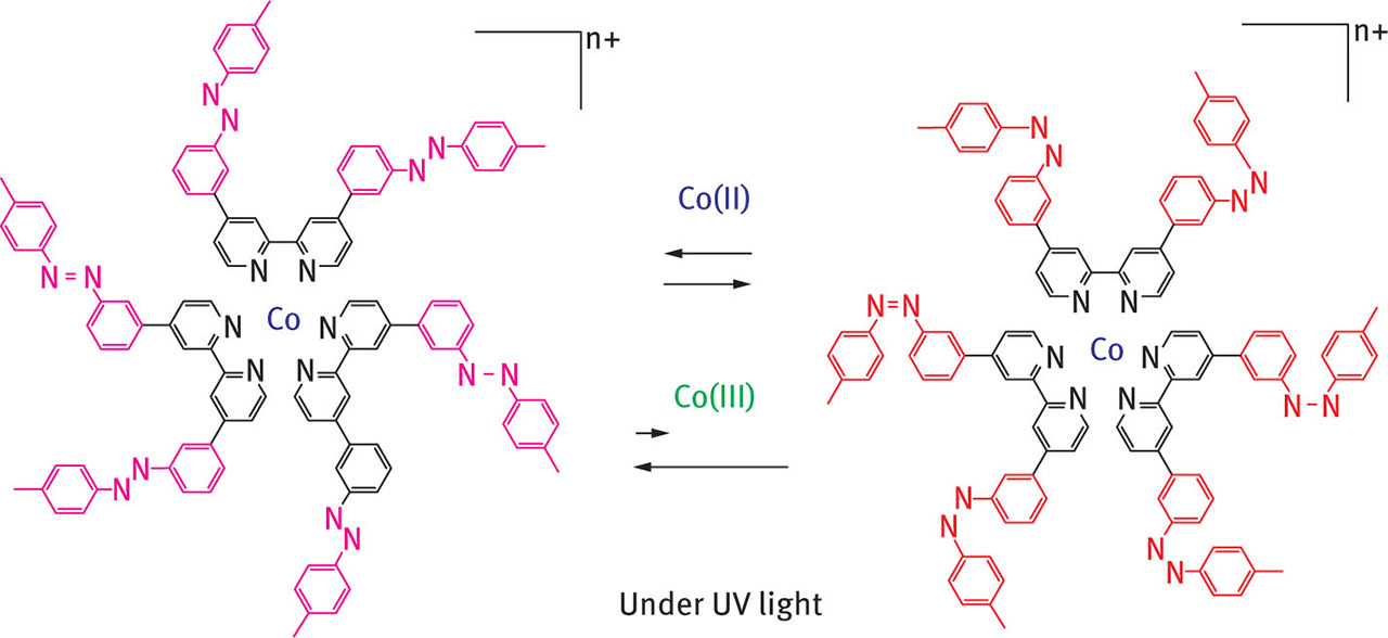 Fig. 7 Photoisomerisation of cobalt complexes investigated by Yamaguchi et al. [29]. Reprinted with permission from [29]. Copyright (2005) American Chemical Society.