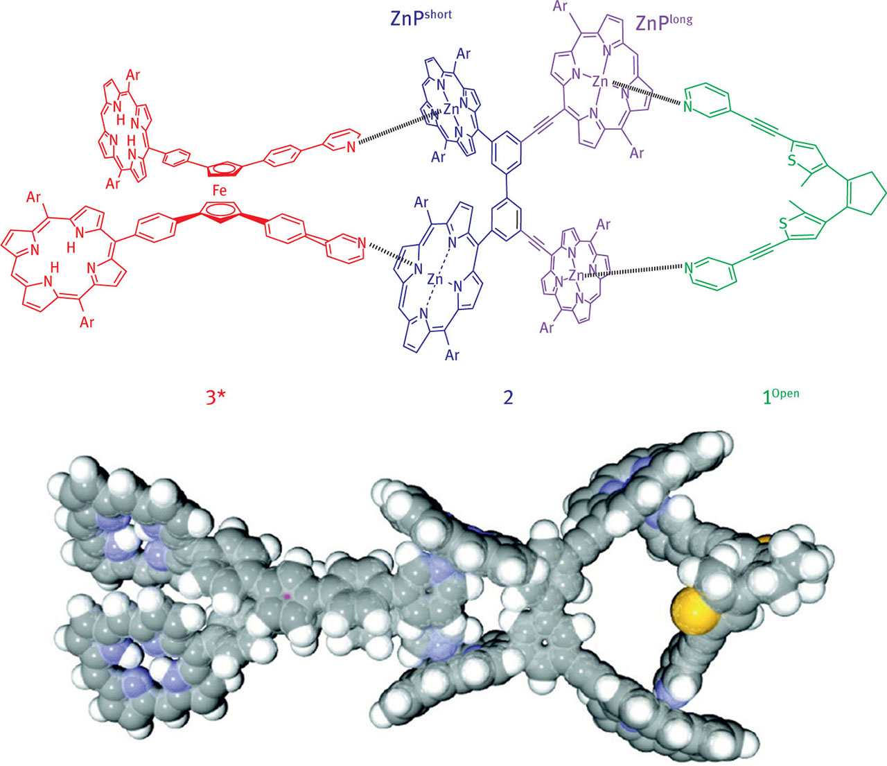 Fig. 14 Schematic illustration of the expected ternary complex of 1open, 2, and 3⋆ (Ar: 3, 5-dioctyloxyphenyl). Reprinted with permission from [54]. Copyright (2008) American Chemical Society.
