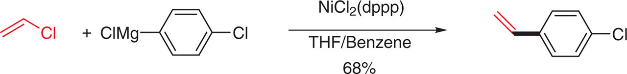 Figure 45: Cross-coupling of vinyl chloride with aryl Grignard reagents.