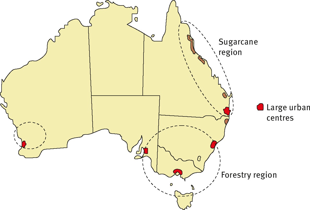 Figure 6: Distribution of bioenergy feedstocks in Australia.