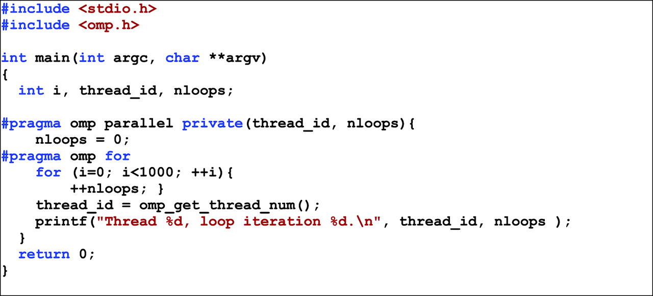 Figure 2: An example of the OpenMP implementation for parallelization.