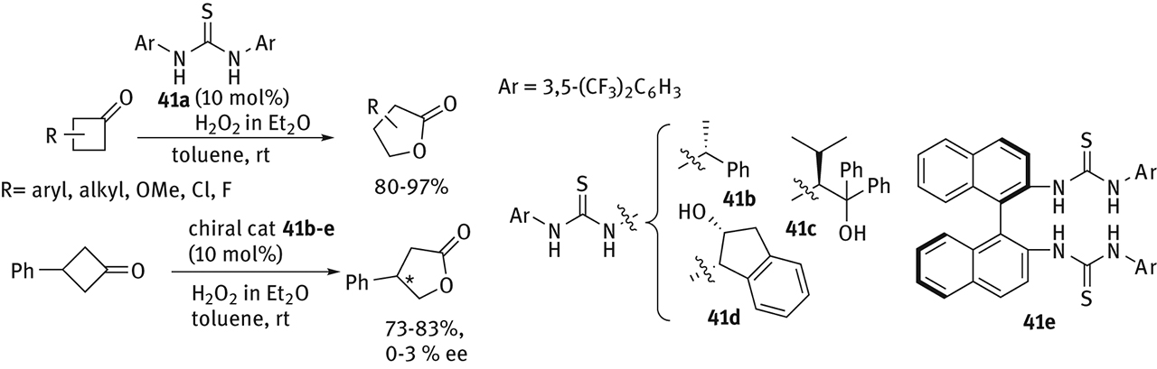 Figure 31: 
          BV oxidation of cyclobutanones catalyzed by thioureas.
        