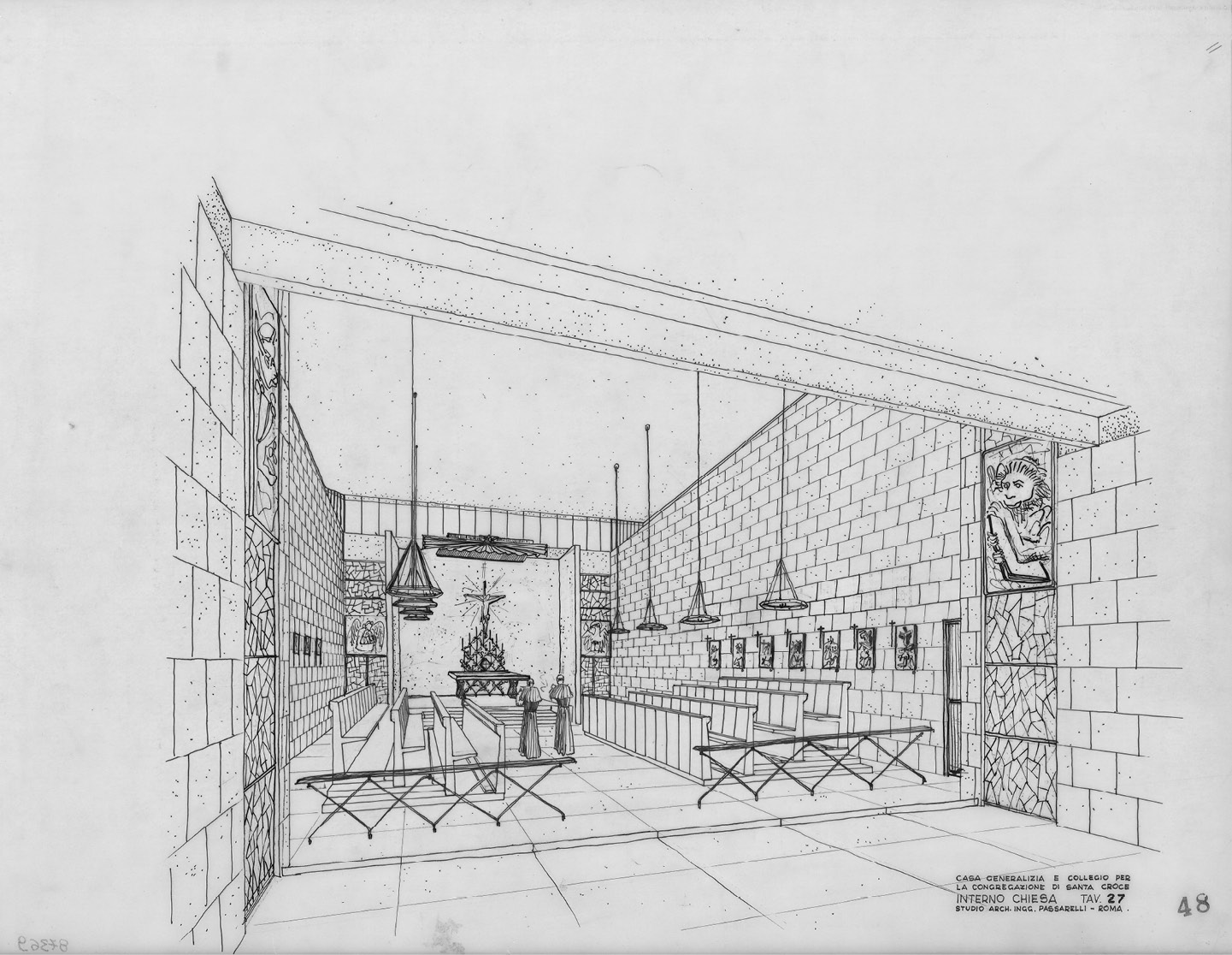 Fig. 15: Studio Passarelli, Curia Generalizia Congregazione Santa Croce, Prospettiva interna della cappella.