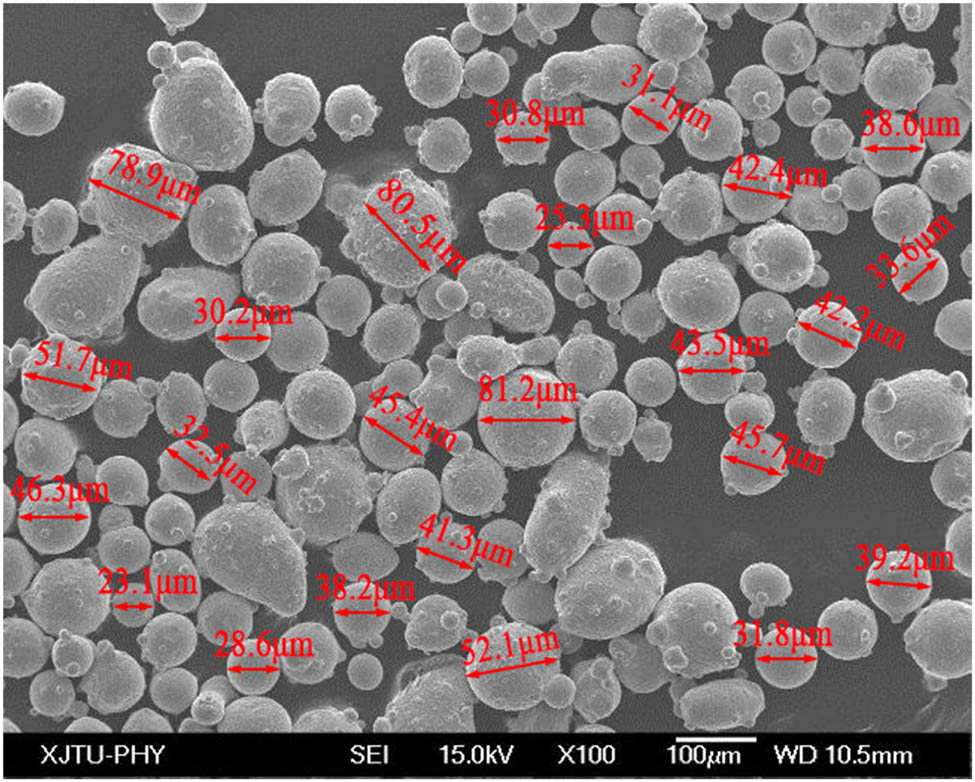 Figure 2
Morphology of 304 stainless steel powder particles.