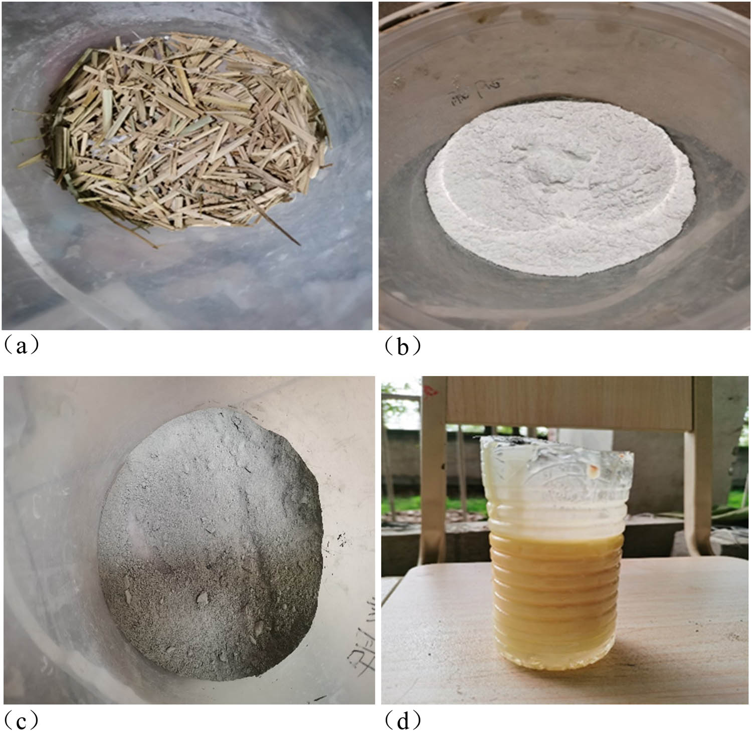 Figure 6
Modified material: (a) straw; (b) starch; (c) cement; and (d) epoxy resin.