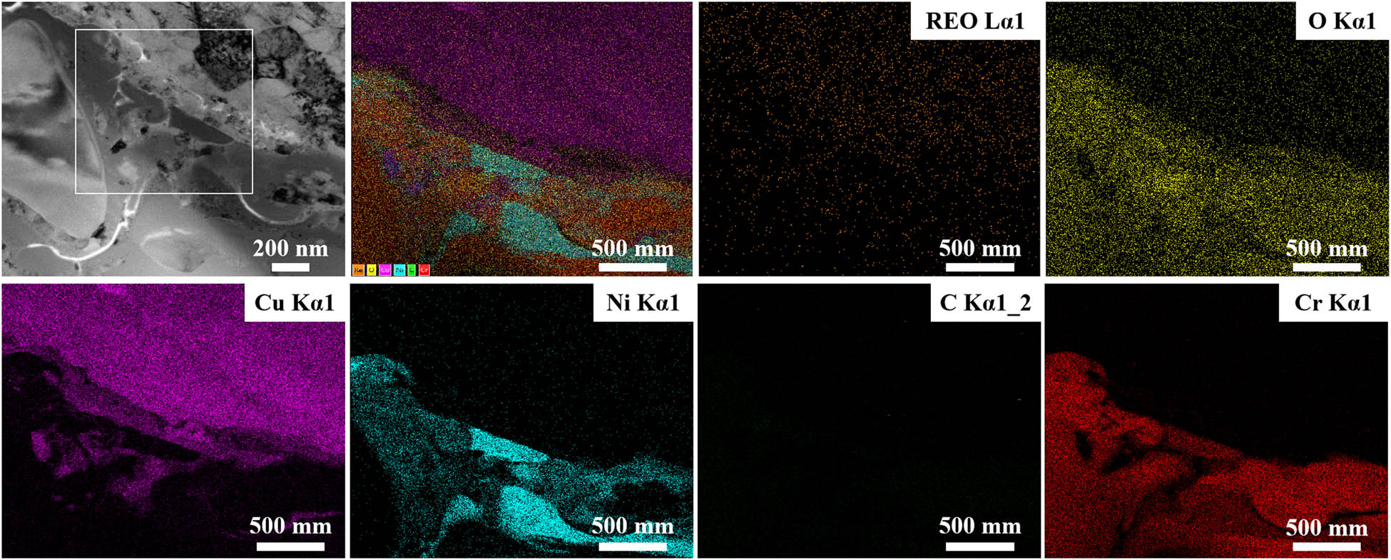 Figure 8
TEM micrograph and EDS elemental mapping for MC interface.