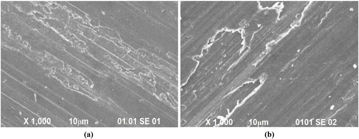 Figure 5
Wear morphology of samples (a) AH1 and (b) AH12.