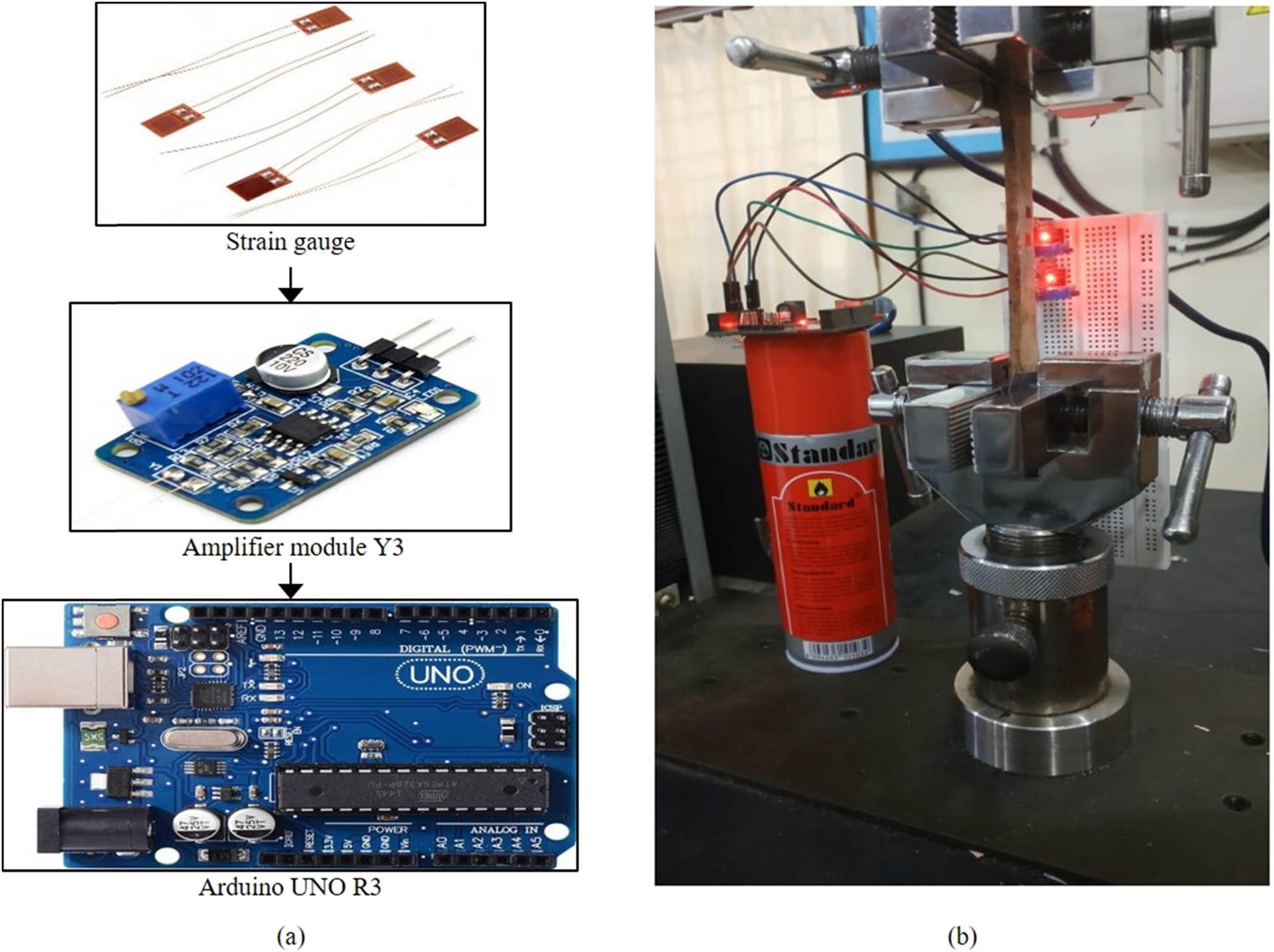 Figure 5
(a) Scheme of data acquisition for measuring Poisson’ ratio; and (b) measurement of Poisson’ ratio.