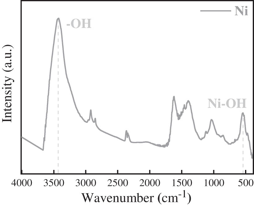 Figure 2
FT-IR spectrum of Ni nanoparticles.