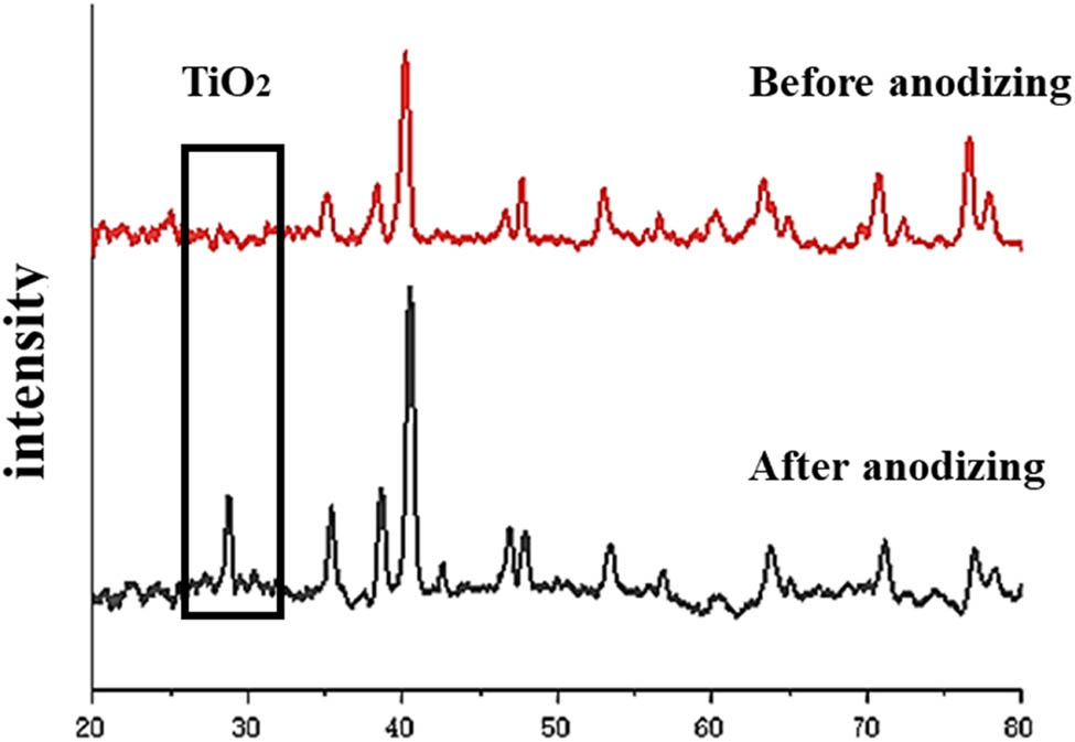 Figure 7
XRD pattern of the scaffold before and after anodic oxidation.