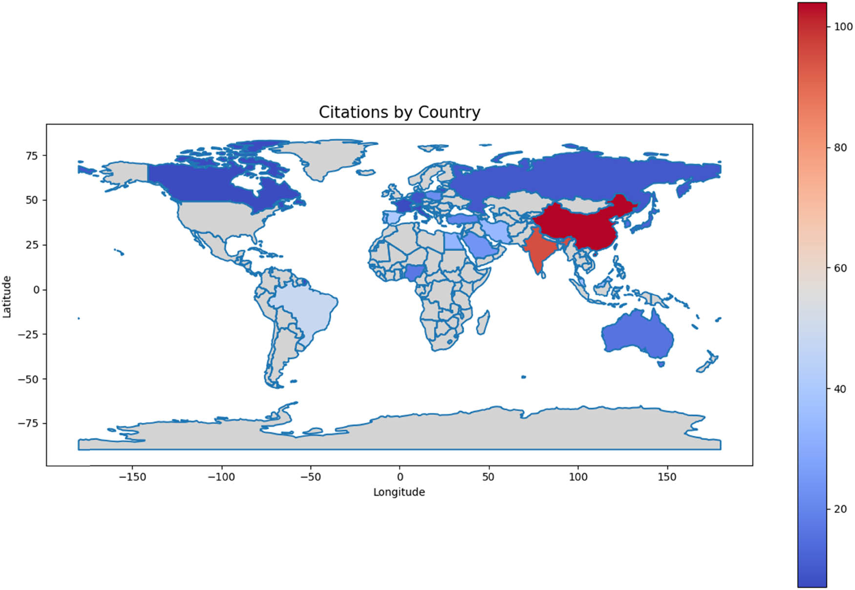 Figure 5
Global distribution of concrete research publications: Comparative analysis by country.