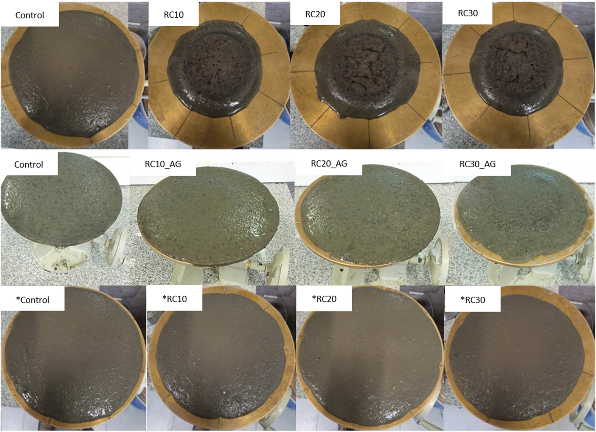 Figure 16
Consistencies of mortar from left to right: Top row – fine aggregate. Second row – coarse aggregate. Last row – adjusted doses of mortar.