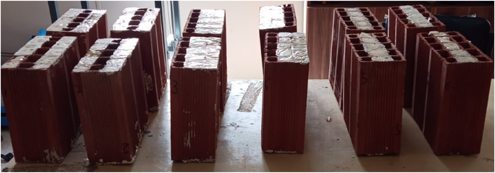 Figure 2: 
Polyurethane-filled bricks.
