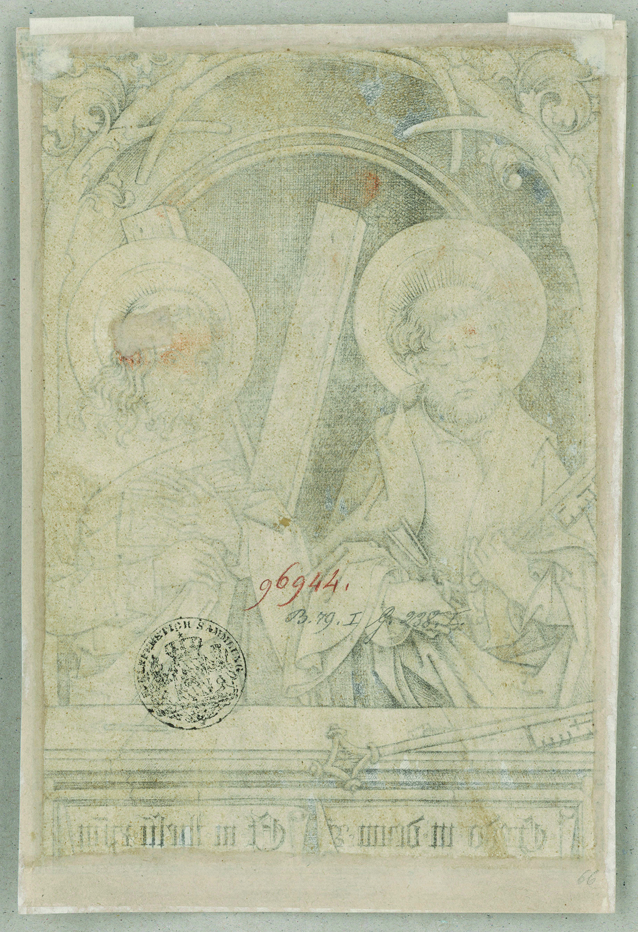 Figure 14: Israhel van Meckenem: The Apostles Peter and Andrew, inv. no. 96944 D, verso (diffuse light).