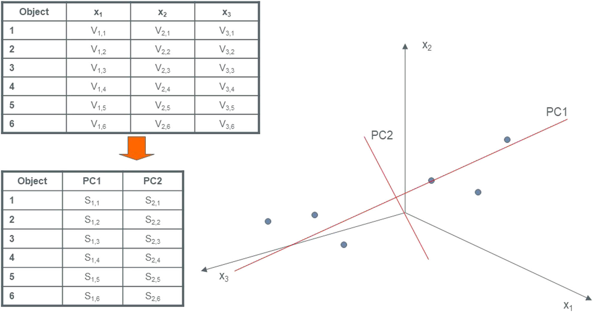 Figure 2
The principle of a PCA analysis.