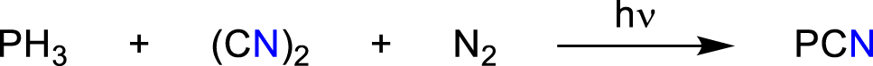 Scheme 70: 
Flash photolysis of PCN using phosphine, cyanogen and nitrogen gas (Basco and Yee, 1968a).
