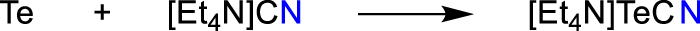 Scheme 114: 
Synthesis of the tellurium monocyanide anion (Downs, 1968).
