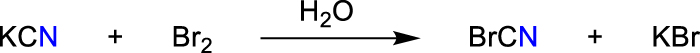Scheme 132: 
Synthesis of cyanogen bromide published by R. Scholl (1896).
