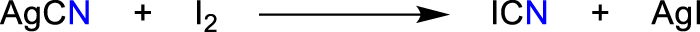 Scheme 139: 
Synthesis of cyanogen iodide published by F. Wöhler (1821).
