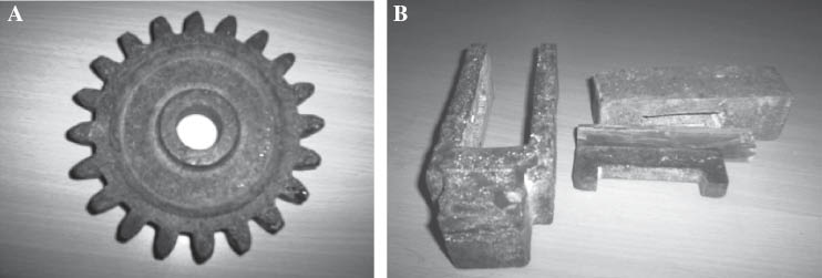 Figure 11: (A) Spur gear and (B) gib-cotter joint fabricated by roselle fiber/polyester [4].
