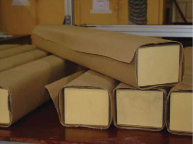 Figure 14: Paper wrapped on foam core ready to be assembled in the preform [32].