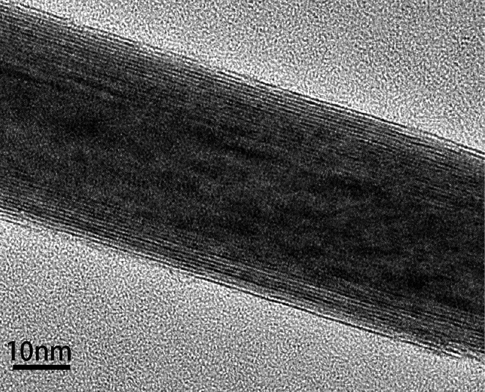 Figure 1: HRTEM image of WS2 nanotube.