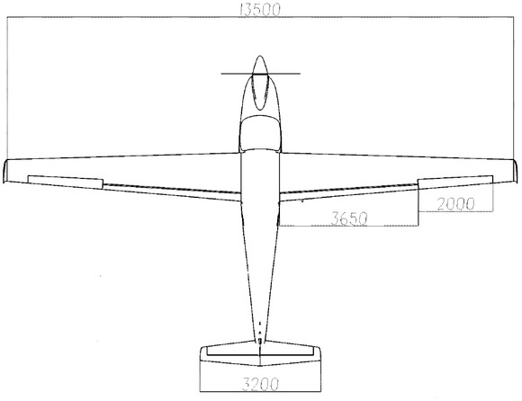 Figure 1 Outline dimension diagram of aircraft (/mm)