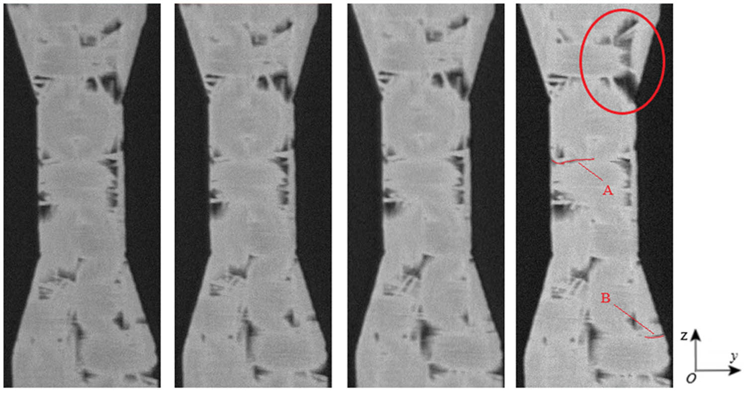 Figure 7
Evolution process of local area damage in the yOz plane.