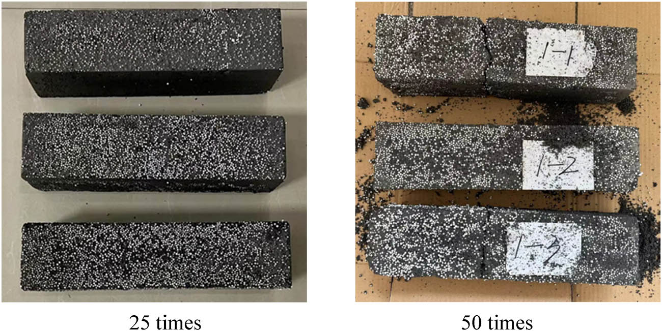 Figure 7
Freeze–thaw damage morphology of Group 1 specimens.
