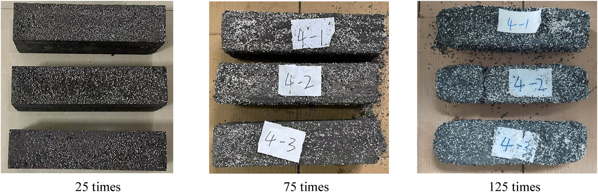 Figure 10
Freeze–thaw damage morphology of Group 4 specimens.