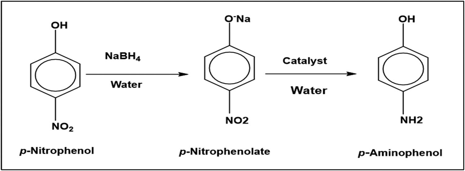 Scheme 1
Reaction scheme for the reduction of p-NP to p-AP.