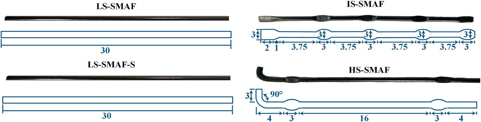 Figure 7
Shape of SMAFs embedded in the ECC matrix (units: mm).