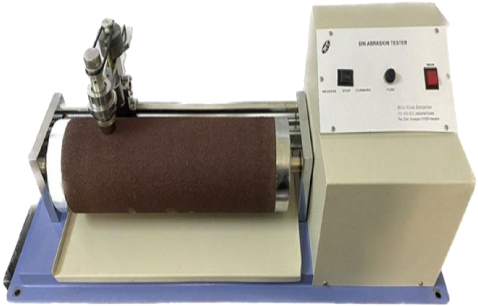 Figure 3:
Abrasion resistant rubber testing machine.